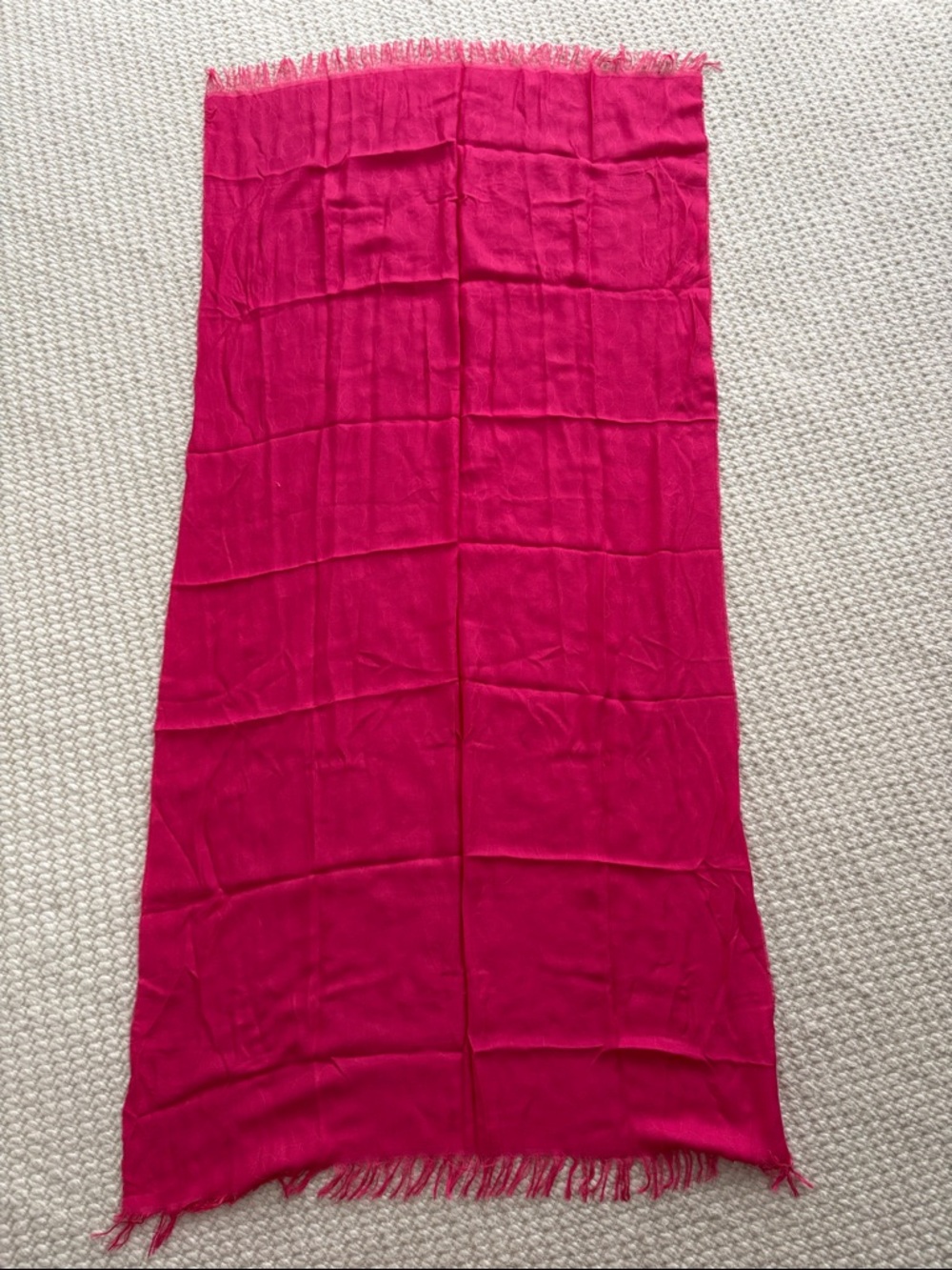 Anne Fontaine Hot Pink Lightweight Fringe Scarf